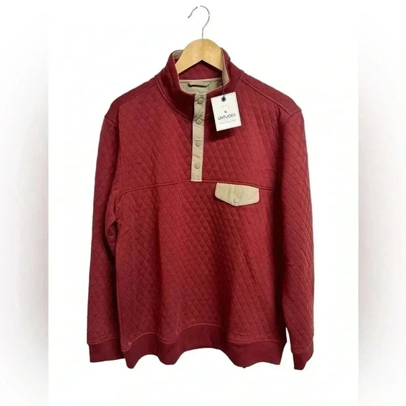 UNTUCKit Men’s Carufe Quarter 1/4 Snap Pullover Burgundy Quilted XX-large NWT - Picture 2 of 9